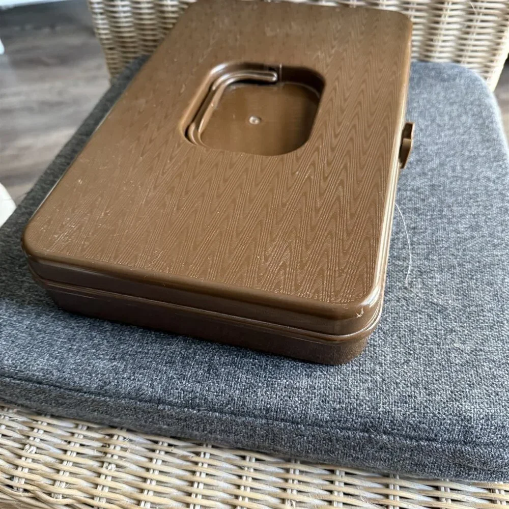 Vintage Brown Wilson Wil-Hold Thread Box Sewing Organizer Caddy Storage